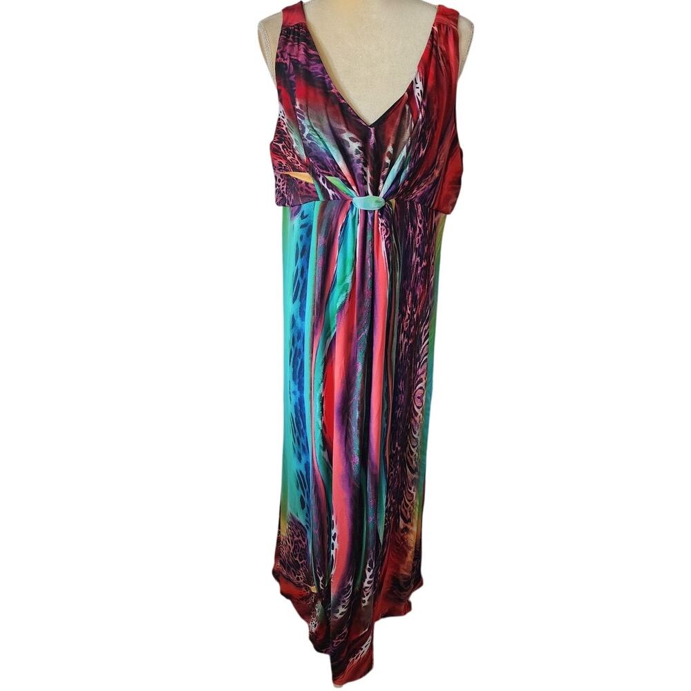 Kate & Mallory designs Sleeveless Tank Multicolored Animal Print Maxi Dress XL